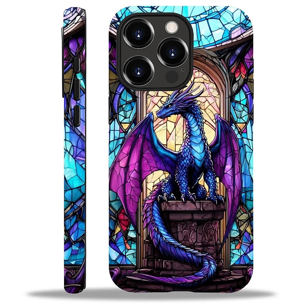 Coque iPhone 15 Pro Max mate silicone souple dragon bleu - 8