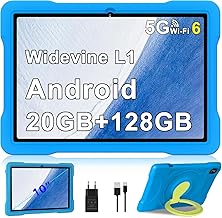 10 Inch Android Tablet Touch Tablet with 20GB RAM+128GB ROM (TF 1TB), Octa-Core, 2.0 GHz, GMS Widevine L1, WiFi 6,6000mAh, 5MP + 8MP, Bluetooth 5.0, 1280 x 800 HD, Tablet with EVA Anti-Drop Case