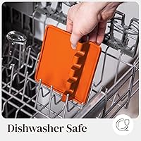 Vista 7 de Cooler Kitchen Soporte de cuchara de silicona naranja para estufa con almohadilla de goteo (paquete de dos) – Resistente al calor sin BPA Soporte