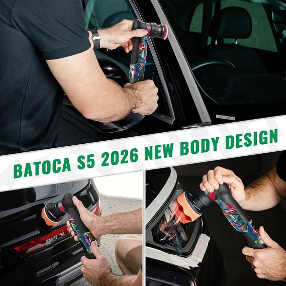 BATOCA S5 Cordless Mini Car Polisher Buffer Sander Rotary & Dual Action | Small Polishing Machine DA Orbital for Car Detailing 1inch 2inch 3inch Polishing Pad Kit with 2x Battery 6 Speed 2000-5500RPM