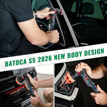 BATOCA S5 Cordless Mini Car Polisher Buffer Sander Rotary & Dual Action | Small Polishing Machine DA Orbital for Car Detailing 1inch 2inch 3inch Polishing Pad Kit with 2x Battery 6 Speed 2000-5500RPM