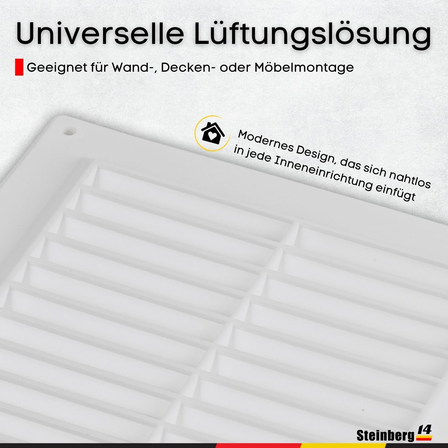 Lüftungsgitter 250 X 250 Mm – Edelstahl 304, Mit Insektenschutz, Verstellbare Lamellen, Weiß