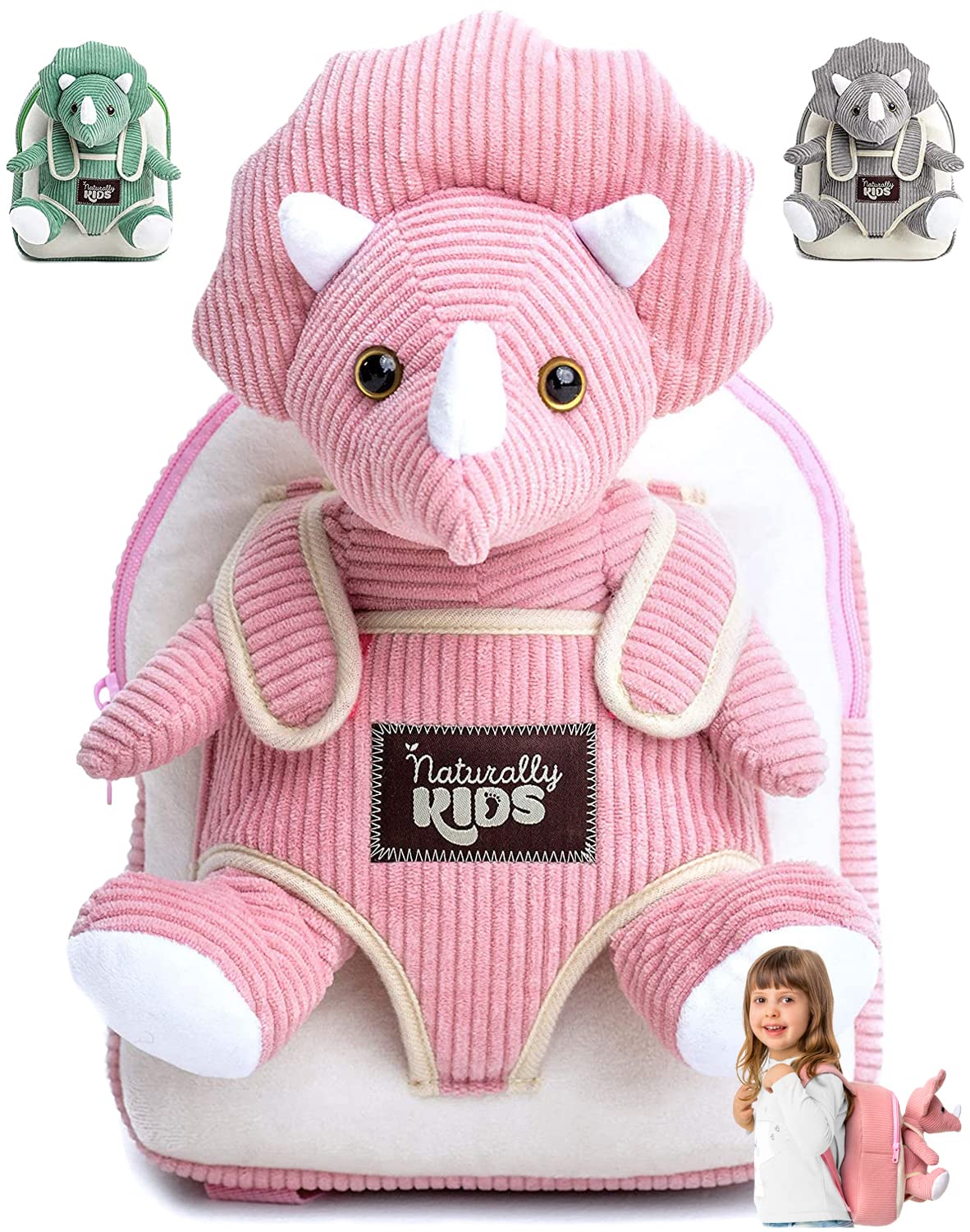 Naturally KIDS Backpack with Stuffed Animal Toys, Christmas Gifts for Kids, Birthday Gifts for Boys and Girls for 2, 3, 4, 5, 6, 7 Year Old