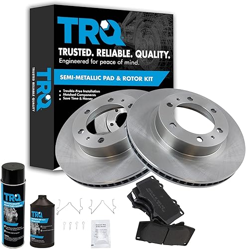 TRQ Kit de rotor de pastillas de freno metálicas de primera calidad con productos químicos compatibles con Toyota Truck SUV