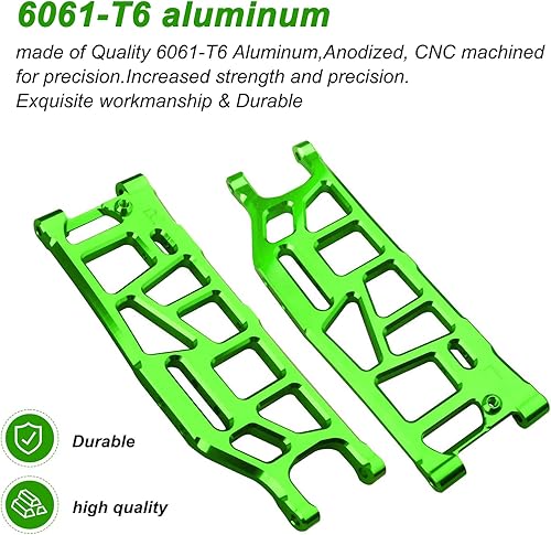 Miniatura 3 de Brazos de suspensión trasera inferior de aluminio para Arrma 18 KratonOutcastNotoriousTalion 6S BLX actualiza piezas reemplazar ARA330654 verde