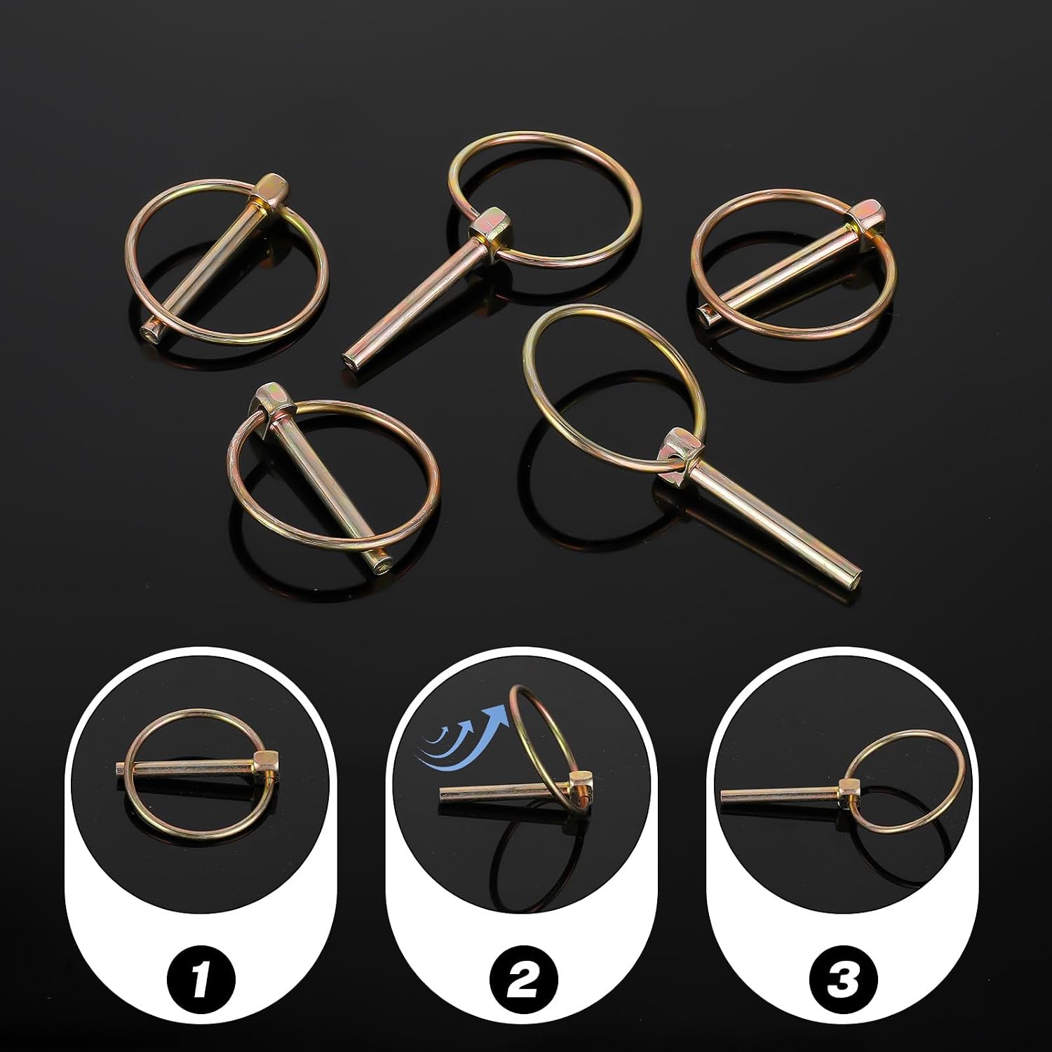 3/16” 10 PCS Lynch Pin Assortment Kit, Linch Pin with Ring, Heavy Duty Lynch Pin Shaft Locking Pin Clips Hardware Pins for Farm Tractors Trucks Mower Trailers Trolleys Carriages (4.5x36mm)