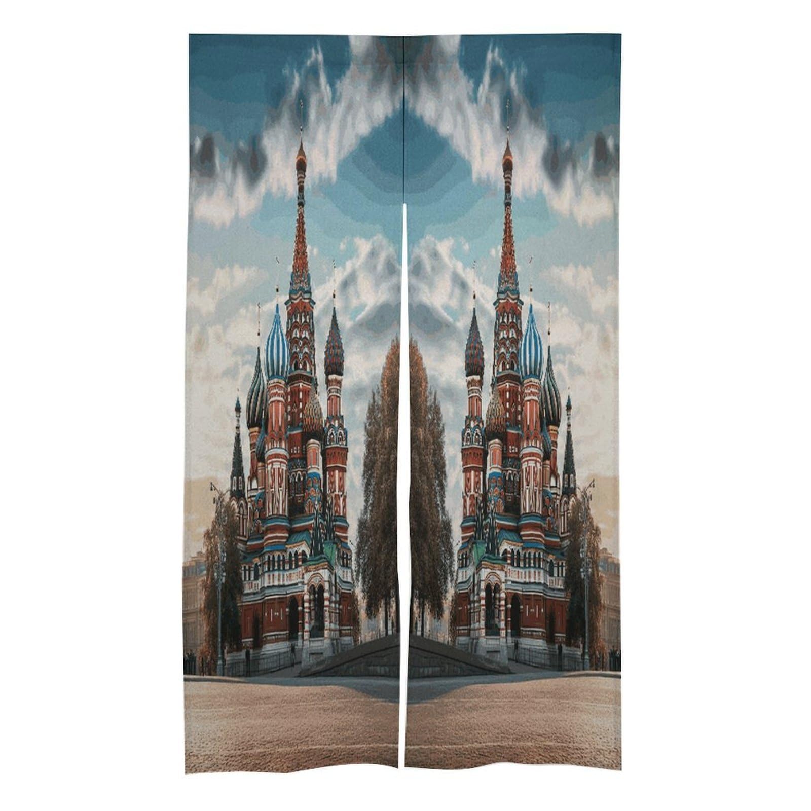Adfgyerh Style St Basil Cathedral Red Square In Moscow Blackout Curtains 2 Panels,Door Curtains Extra Wide 17" W X 57" L,Door Privacy Curtain For Window/Living Room/Doorways (Excluding Telescopic Poles)