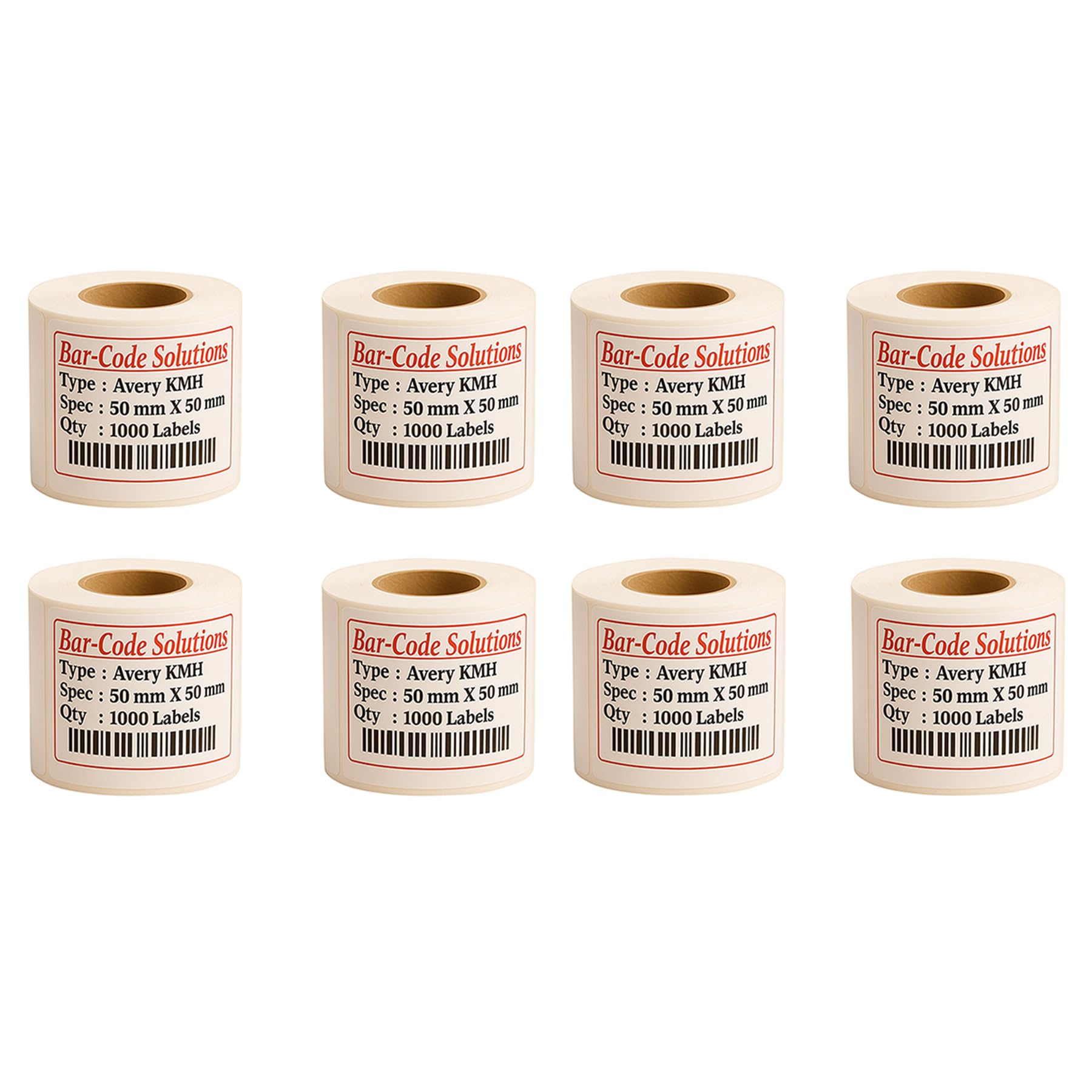 Avery-Dennison Fasson Thermal Transfer Labels | 50mm x 50mm | 1000 Labels Roll | 1 Inch Core | Tearable & Crisp Print | Requires Thermal Ribbon | Pack of 8