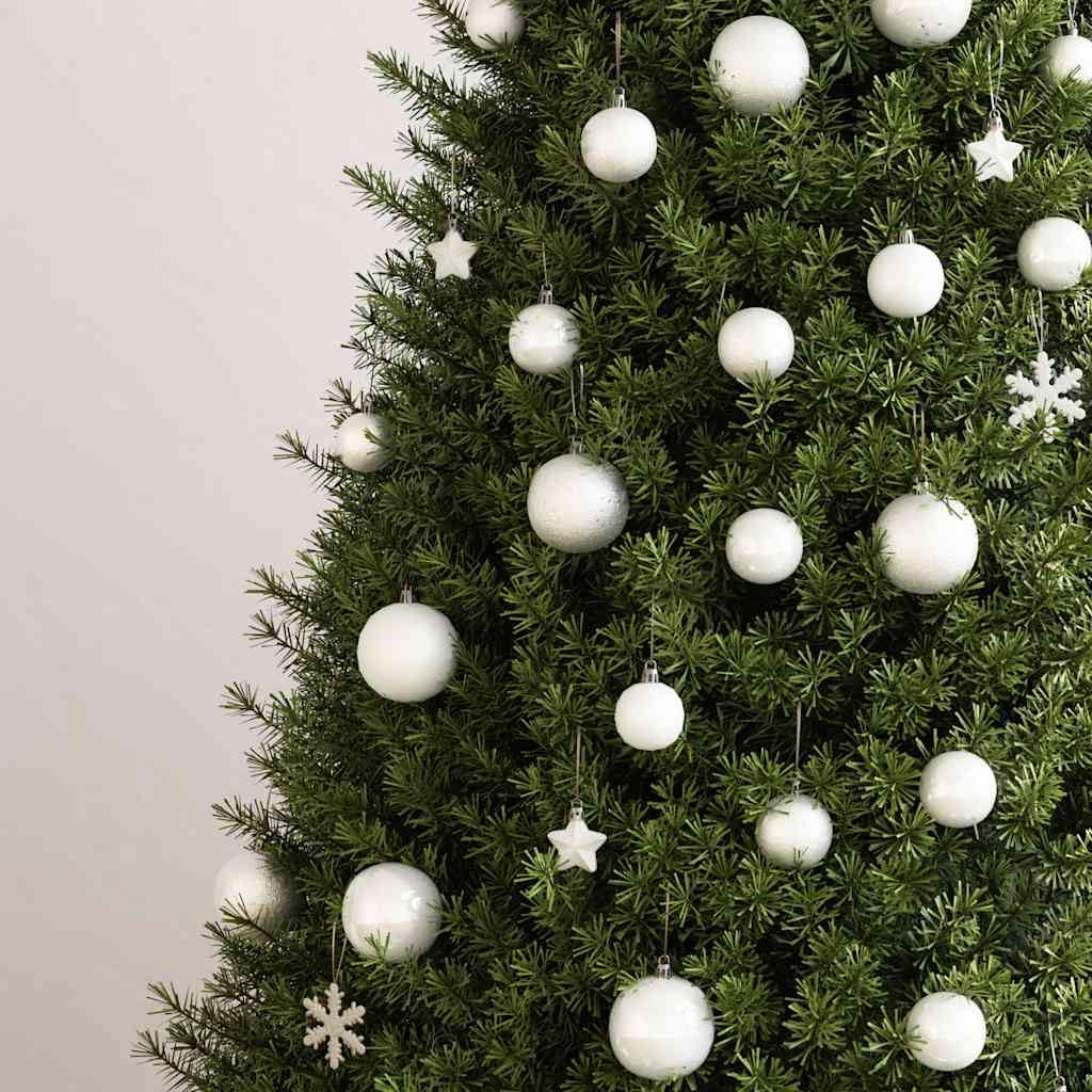 Lot de 111 boules de Noël en polystyrène blanc, boules de 3, 4, 6 cm, avec étoile et flocon de neige, décoration de sapin de Noël pour l'Avent, à suspendre au sapin