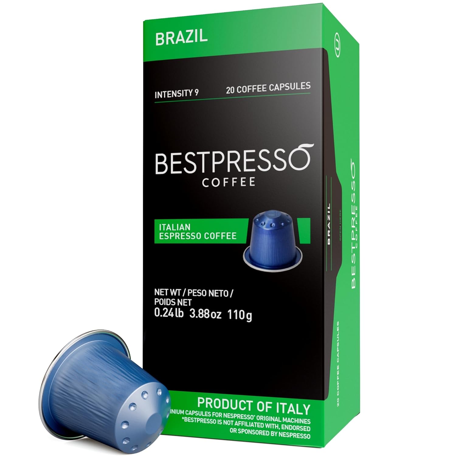 Bestpresso Coffee for Nespresso Original Machine 120 pods Genuine Espresso Brazil Blend Pods Compatible with Nespresso Original