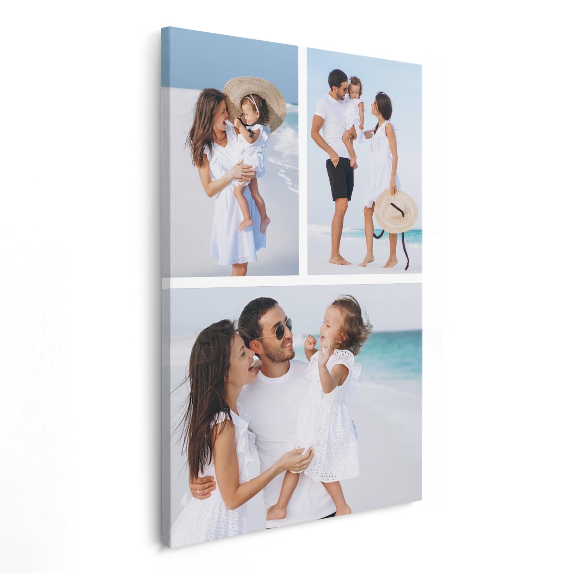 Print Maniacs Girls Portrait 3 Photo Personalised Canvas With Photos, Customised Canvas With Pictures, Personalised Gifts For Kids, Baby, Women, Men