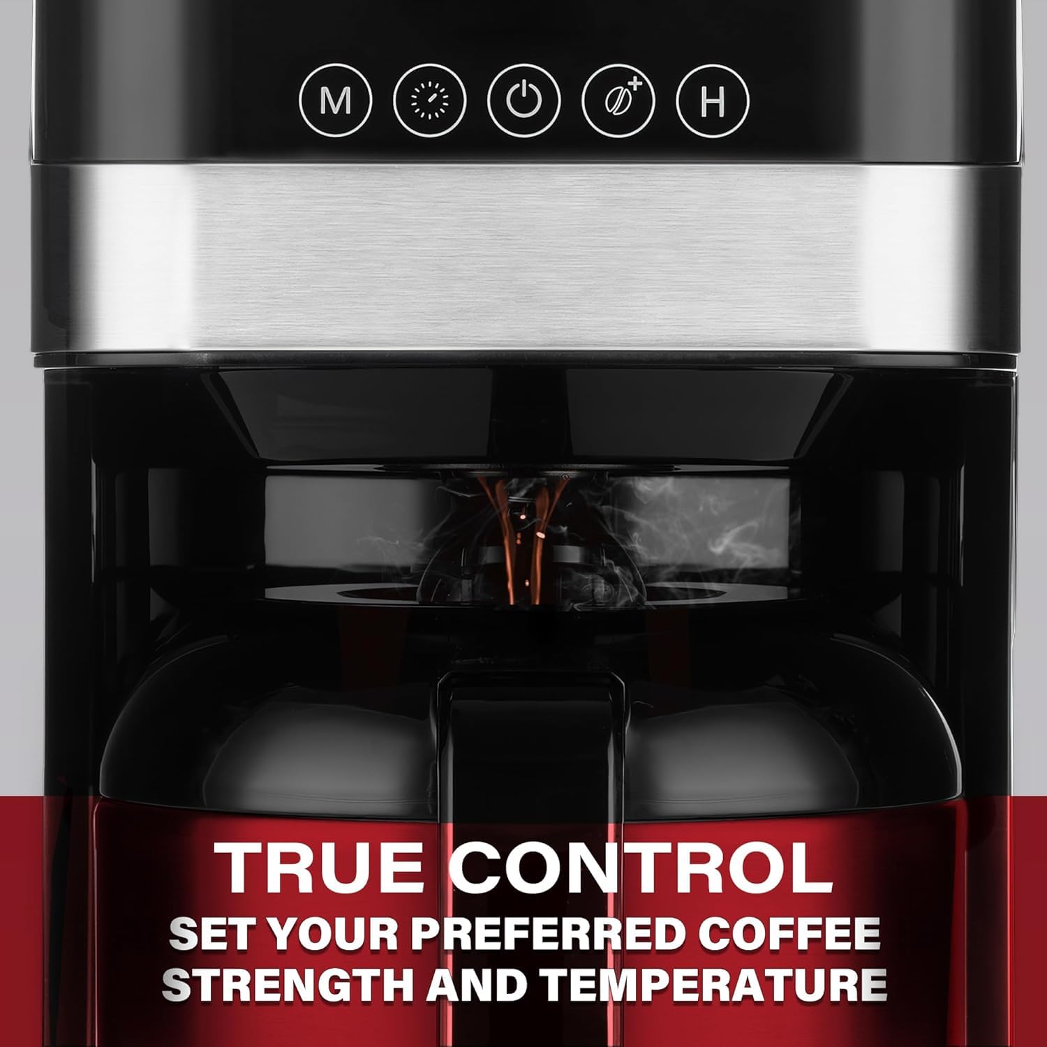 Melitta Aroma Tocco Thermal 8-Cup Drip Coffee Maker, Black | Automatic, Programmable, Auto Shut Off, Touch Control Panel, Stainless Steel Accented, with 5-Packed Coffee Filter