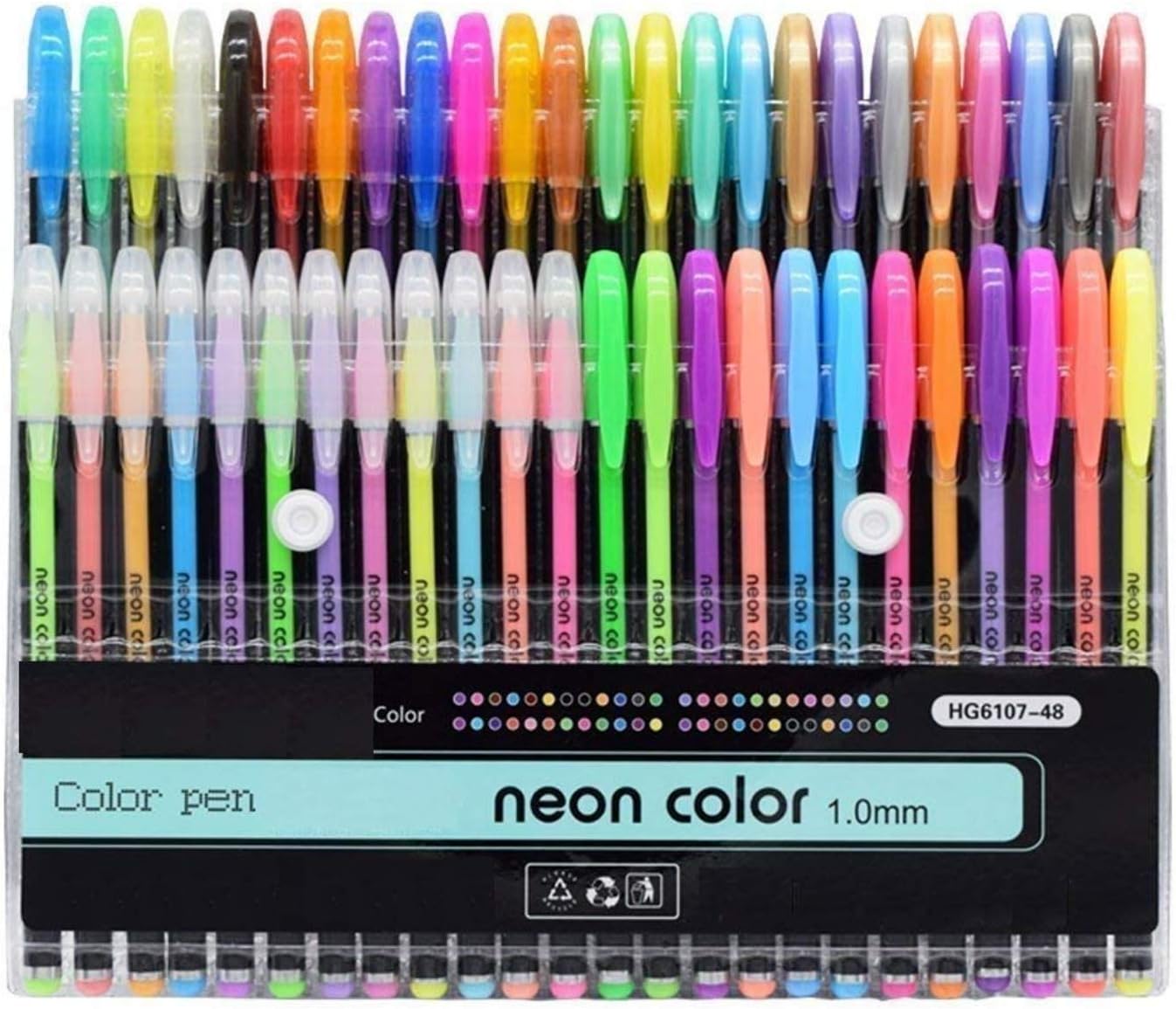 Venja 48 pcs Neon Color Pen 48 Pc Gel Pens Set Color Gel Pens,Glitter, Metallic, Neon Pens Set Good Gift For Coloring Kids Sketching Painting Drawing