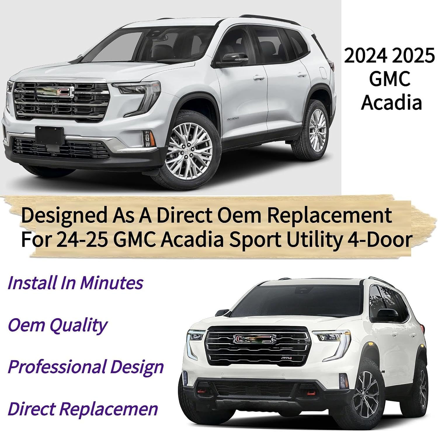 Rear Wiper Blade & Arm Replacement for GMC Acadia 2024 2025 - OEM Fit for AT4 Denali Elevation Models - All-Season Rear Back Windshield Wiper Blade Set