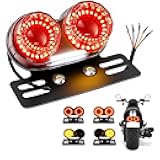 Anki HappiGo Upgrade 90LEDs Motorcycle Tail Light with Brake & Turn Signal, Integrated Motorcycle Brake Stop Lamp for Night Mountain for Harly Motorbike Street Bike Cruiser Chopper (Black)