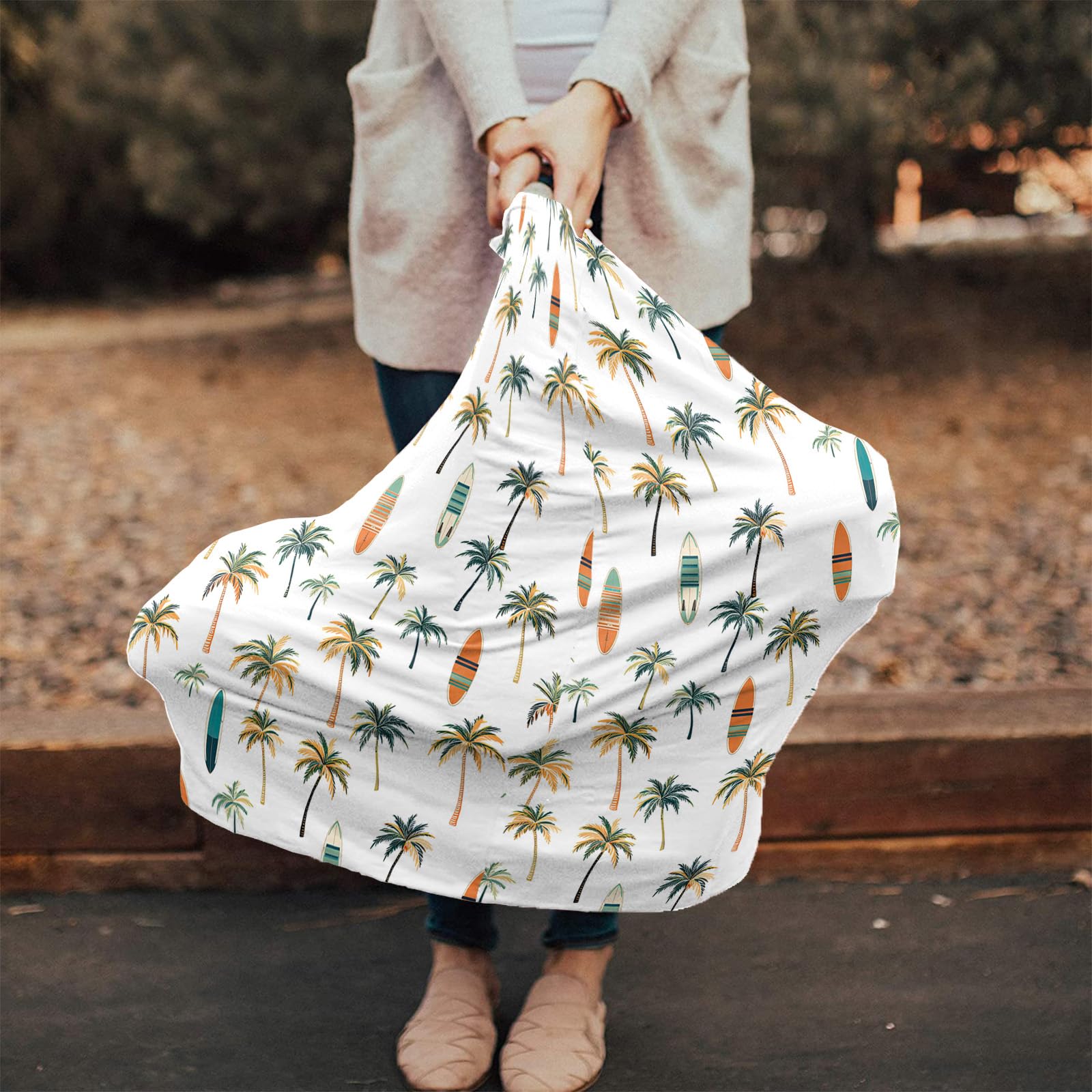 Nursing Cover for Breastfeeding Scarf, Tropical Baby Car Covers Super Soft Multi Use for Canopy Shopping Cart Cover Blanket Stroller Cover