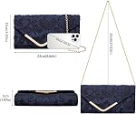 Larcenciel Elegant Purs en dentelle florale pour femmes, sac de soirée enveloppe vintage & Bracelet en chaîne, Bleu Marine Satin Lady Sacs à main Formal Party Prom Purse Mariée Mariage Guest Embrayage Robe porter sur les sacs