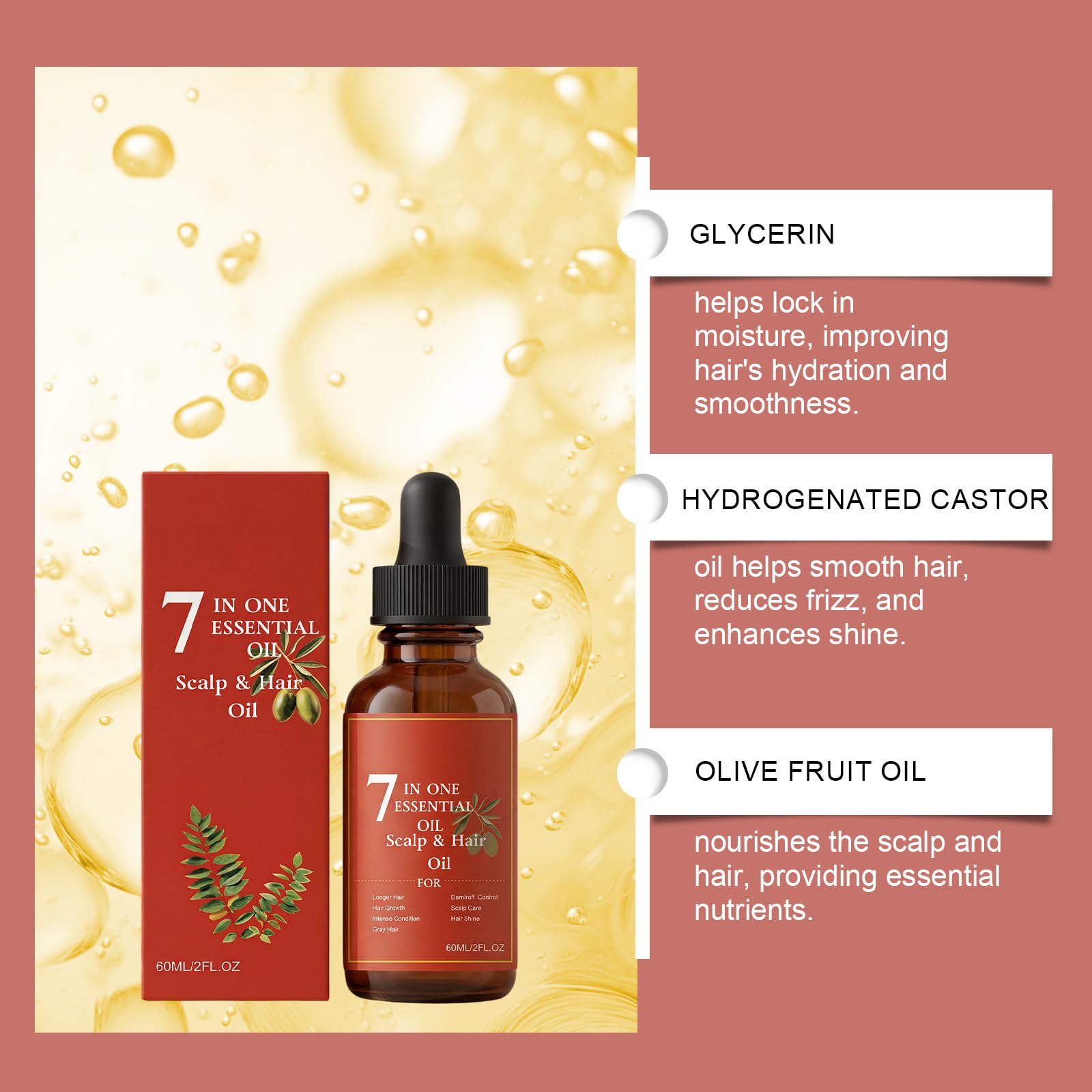 Hair Grow 7 One Essential, naturalne serum do włosów, pielęgnacja kędzierzawych i zniszczonych, w przypadku przerzedzania, naprawia uszkodzenia, lekka, nietłusta formuła, intensywnie pielęgnuje skórę