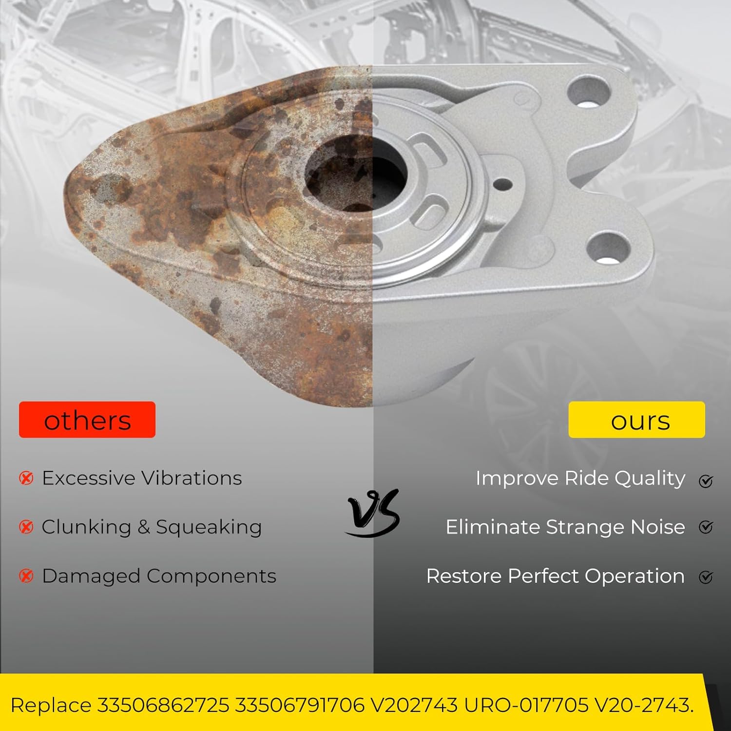 2Pcs Rear Left & Right Suspension Strut Mounts Compatible with Mini Cooper BMW 320i 328d 328i 330i 330e 335i 340i 428i 430i 435i 440i xDrive 228i 2012-2022 Replace 33506862725 33506791706