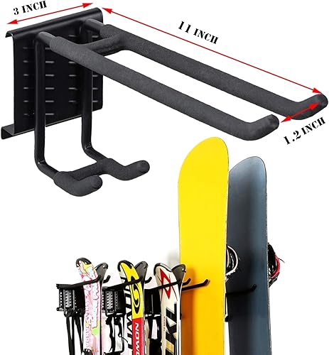 Miniatura 7 de WALMANN Organizador de herramientas de montaje en pared, soporte para trapeador y escoba, estante de almacenamiento de garaje, sistema de Negro