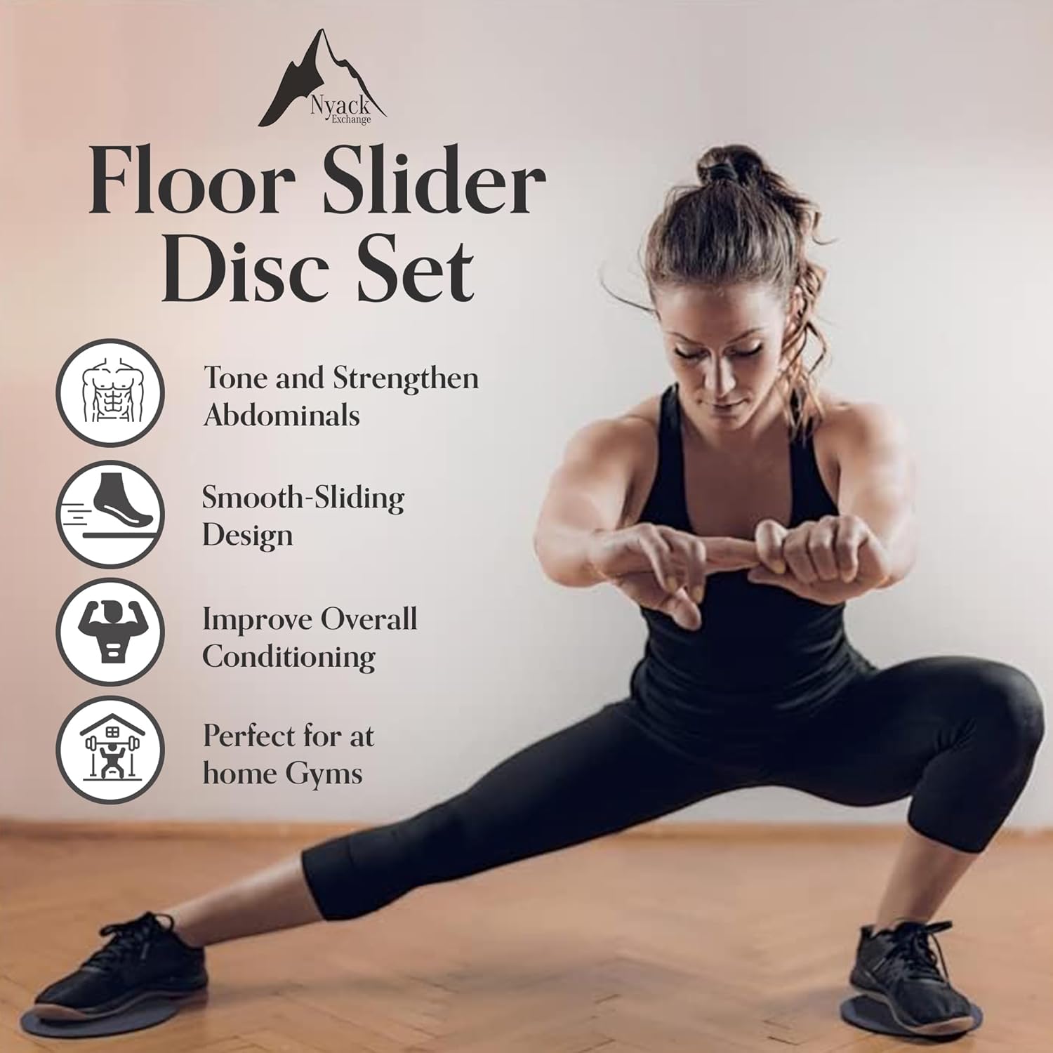 Home Workout Kit-Includes Resistance Bands, Exercise Balls with Pump, Core Sliders and Fitness Looped Bands for Physical Therapy Strength Training Full Body, Core Workouts by Nyack Exchange