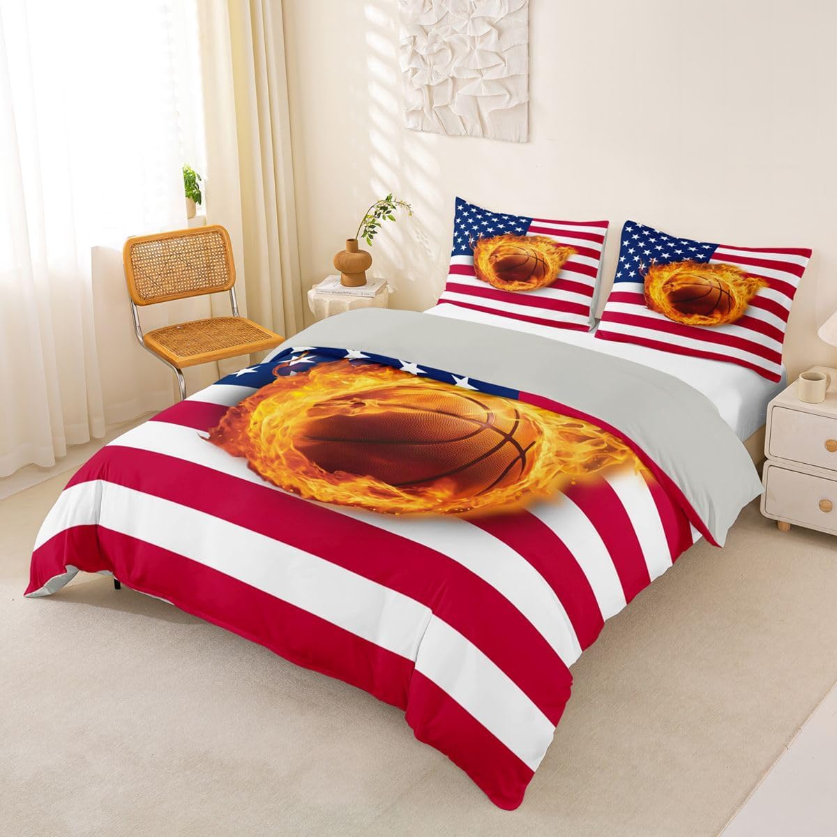 Feelyou Boys Sports Basketball Duvet Cover Breathable Soft King Size image 2