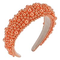 Vista 12 de Diademas de perlas para mujeres y niñas, diadema gruesa acolchada de moda, diadema de novia, boda, cumpleaños, accesorios para el cabello, color gris