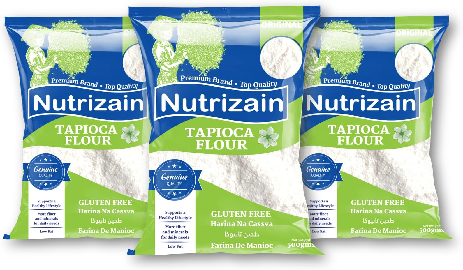 Nutrizian Foods Tapioca Flour 500gm Pack of 3 | Gluten Free Cassava Flour | Ideal for Baking & Thickening | Wheat Flour Alternative