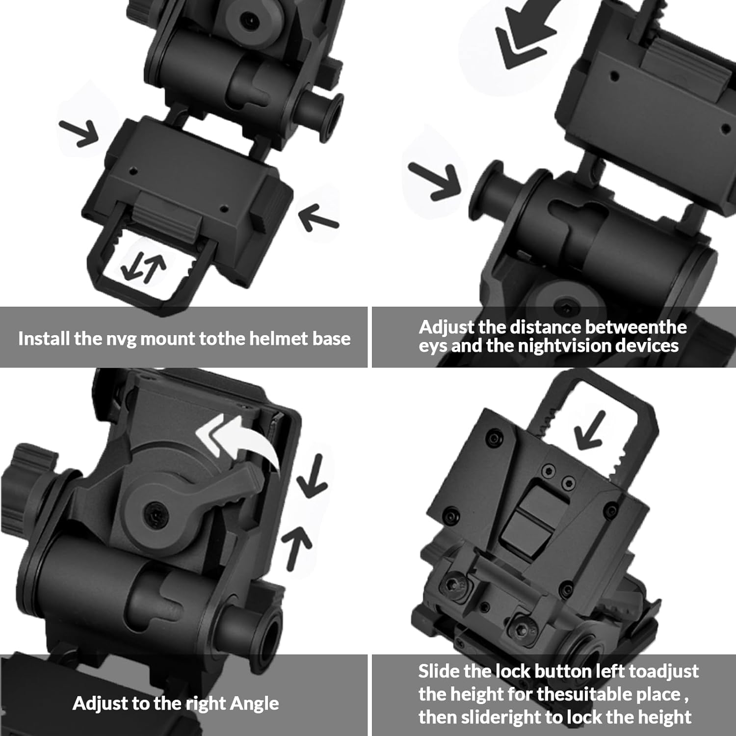 yss NVG Mount Night Vision Mount for L4G24 Metal Helmet Mount PVS18/PVS15/PVS31 Rhino Full Metal Aluminum Helmet Mount