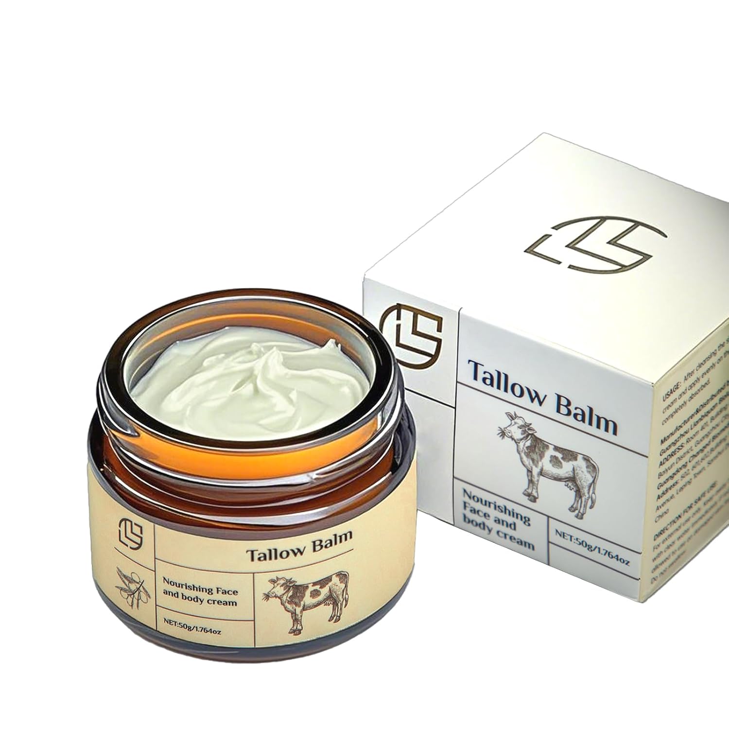 Tallow Cream, Beef Tallow for Skin, Beef Tallow and Honey Balm Natural Tallow Skin Care Cream Body Butter Nourish and Soothe Dry Skin Deep Hydration Organic Body Butter 60g