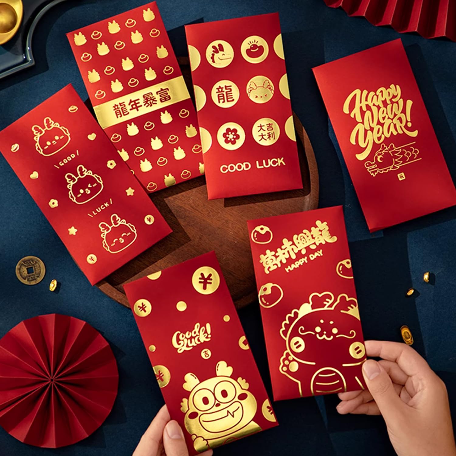 Amazon | ANYTOP お年玉袋 ポチ袋 ぽち袋 年賀 辰 長札 封筒 中国の旧