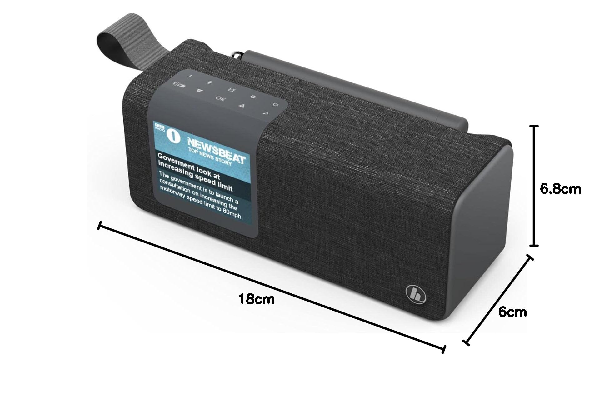 Hama Radio digitale con Bluetooth e batteria DR200BT (scatola portatile, radio mobile con DAB/DAB+/FM, display a colori, ricaricabile, Aux, USB-C, 8 ore di gioco) nero, piccola