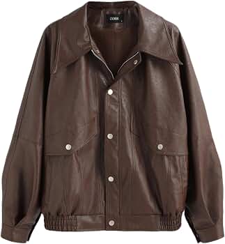 CIDER Faux Leather Zipper Jacket, Brown, X-Large : Amazon.ca