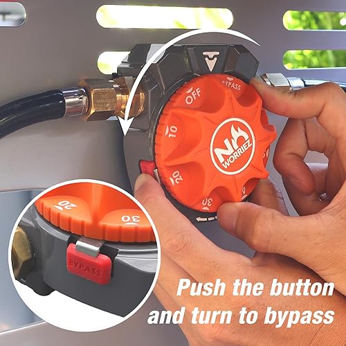 Miniatura 3 de NO WORRIEZ Bypass 5 PSI 100,000 BTU Seguridad Automática Exterior BBQ Apagado 12 '' NPT Estructura Mecánica Temporizador de Gas para Parrilla, Horno