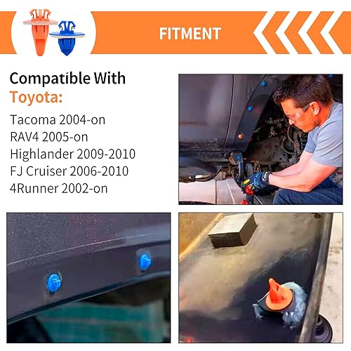 Miniatura 4 de Belleone 30 clips de guardabarros compatibles con Toyota, 4Runner, FJ Cruiser, RAV4 – Panel de moldura de puerta exterior trasero de plástico