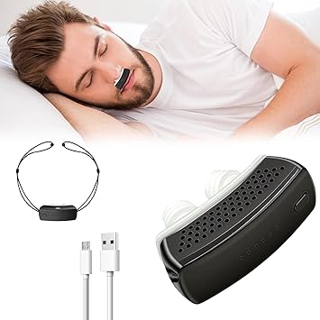 Anti Snoring Devices, Electric Snoring Solution with Adjustable Strap, Universal Fit for All Nose Shapes, Adjustable 6-Speed Matte Black
