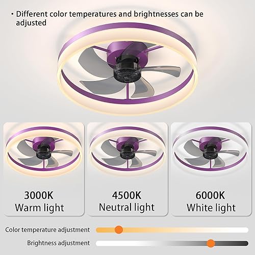 Miniatura 3 de IVYHAVEN Ventilador de techo con funciones de memoria de control remoto, 21 dB, bajo ruido, 6 velocidades ajustables, ventilador de techo LED