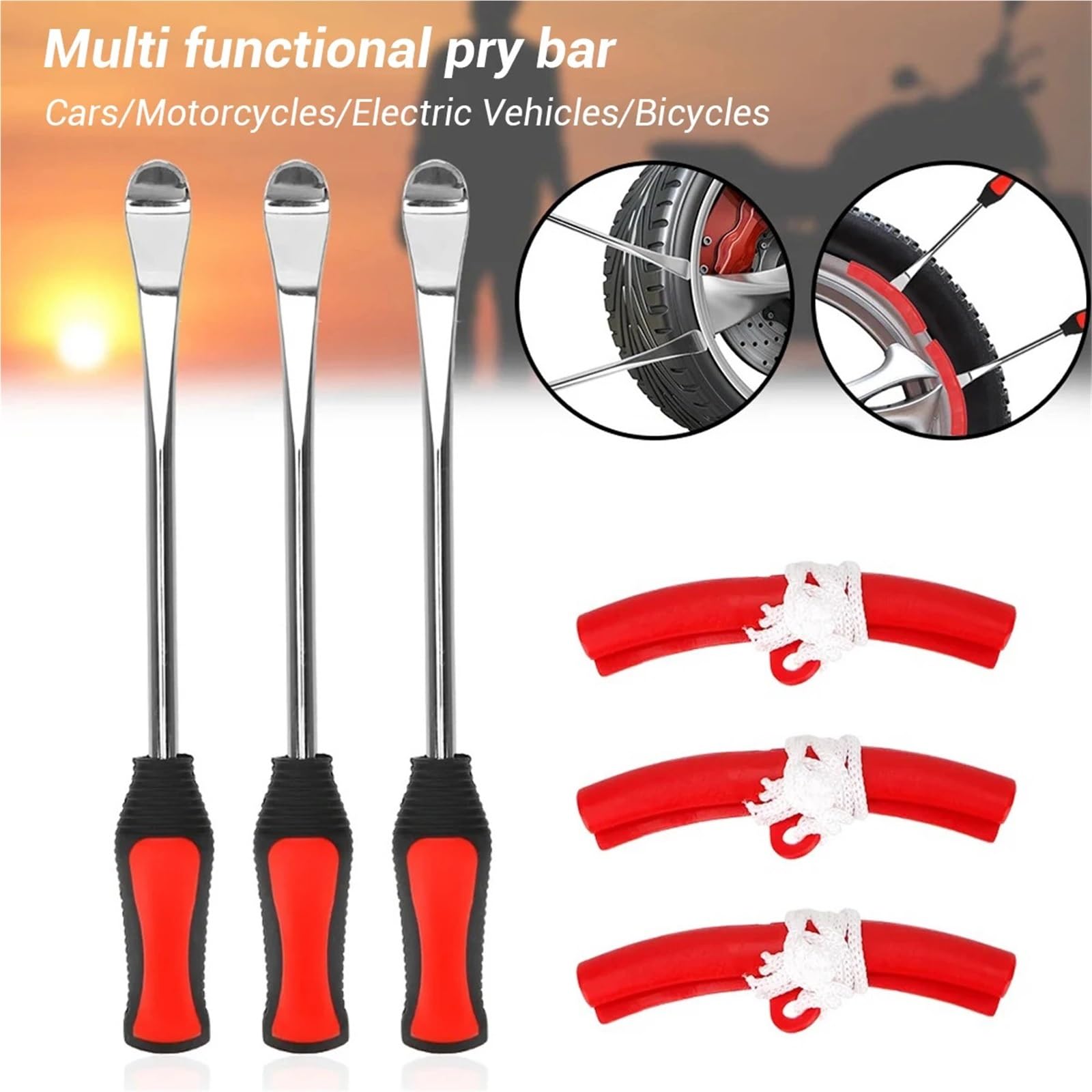 Narzędzia do zmiany opon, łyżki do naprawy opon motocyklowych, zestaw 30 cm, łyżki do rowerów, ochraniacze felg Autotrimgereedschap(7 piece)
