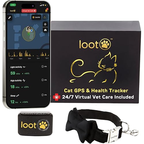 GPS Cat Tracker Collar | Pet Tracker for Cats with App and Vet Support | Real Time Cat Location Health and Activity | Lightweight GPS Tracker for Cats | 60 Day Free Trial