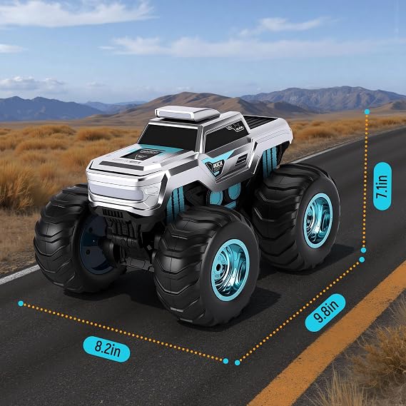 PAISHENKEJI Remote Control Car RC Truck - 1:14 All Terrain Drift RC Car, Waterproof 4WD Toy Cars with 50+ Mins Runtime Amphibious Off Road Drift Truck Birthday for Boys 4-12 Years or Adult (Silver)
