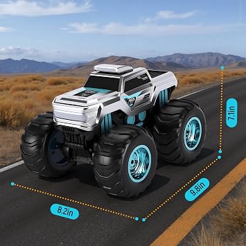 PAISHENKEJI Remote Control Car RC Truck - 1:14 All Terrain Drift RC Car, Waterproof 4WD Toy Cars with 50+ Mins Runtime Amphibious Off Road Drift Truck Birthday for Boys 4-12 Years or Adult (Silver)