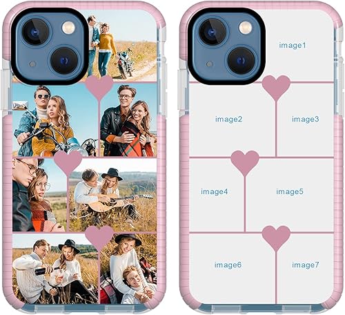 Funda de teléfono personalizada para iPhone 13 Mini, funda personalizada de fotos de collage de múltiples imágenes, resistente a los arañazos, a los