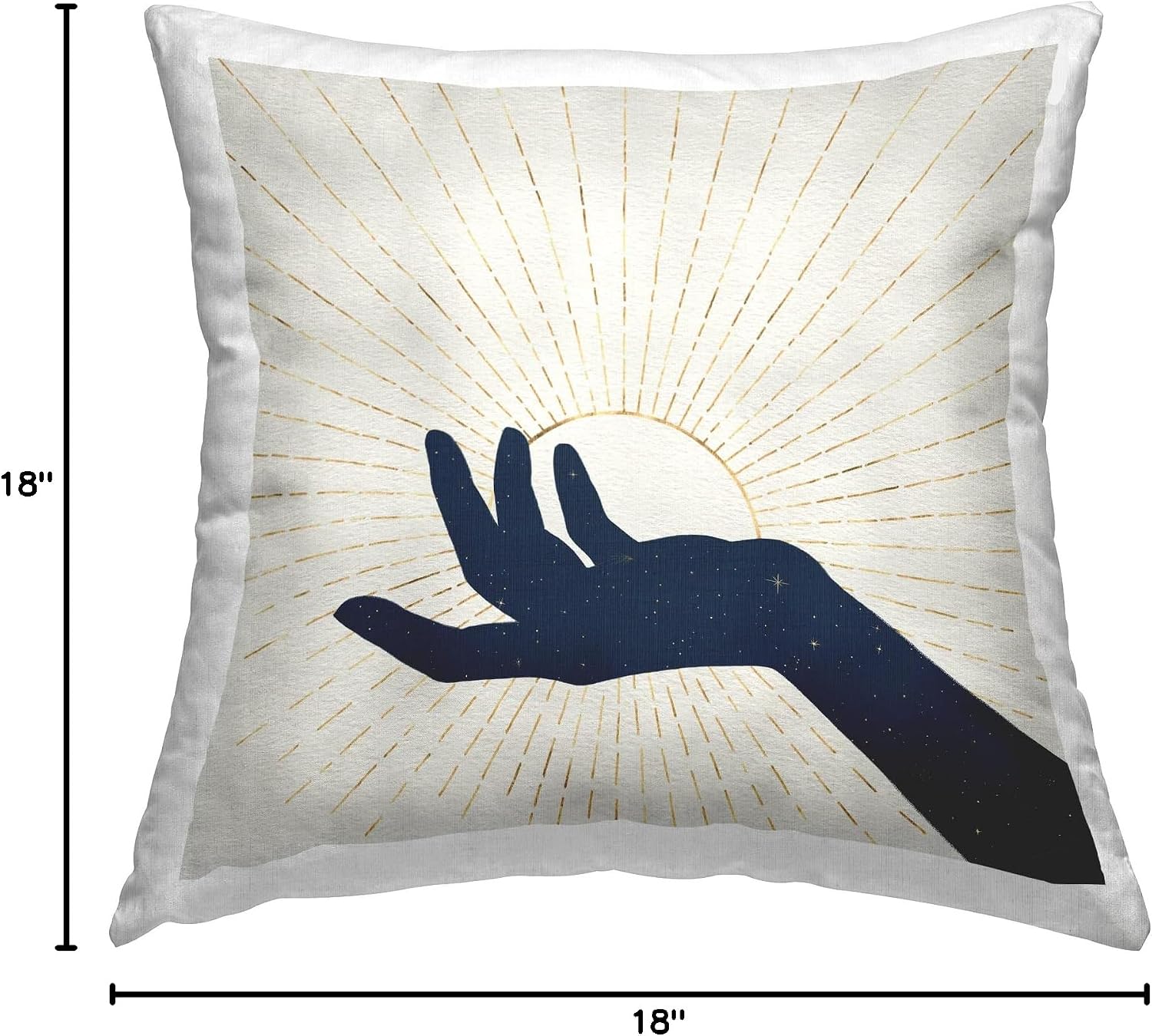 Stupell Industries Hand Holding Sun Bohemian Chic Design by Grace Popp Pillow, 18 x 18, Beige