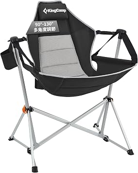 KingCamp Swing Hammock Chair, Outdoor Chair, Adjustable Angle, Maximum Sitting Comfort, Load Capacity 440.7 lbs 205 kg, Easy Assembly, Freestanding, Folding Chair, Aluminum Alloy, Storage Bag