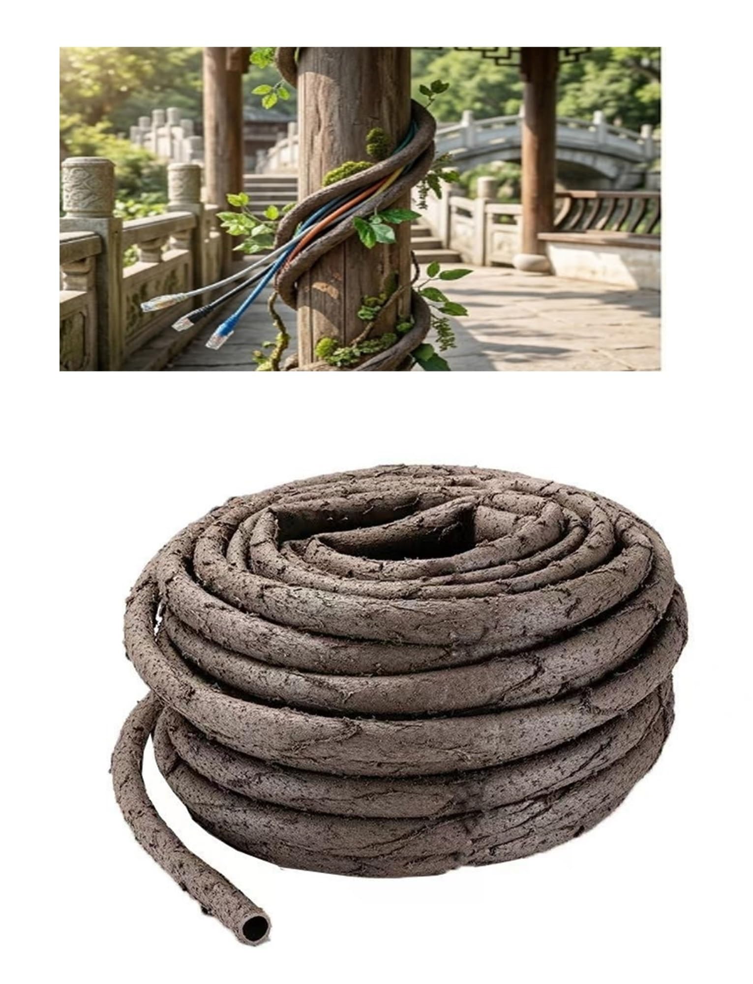 Flexibler Kabelschutzschlauch in Rankenoptik zum Kabelverstecken | Rattan decorativo con corteccia artificiale, giardino esterno(16mm/0.63in)