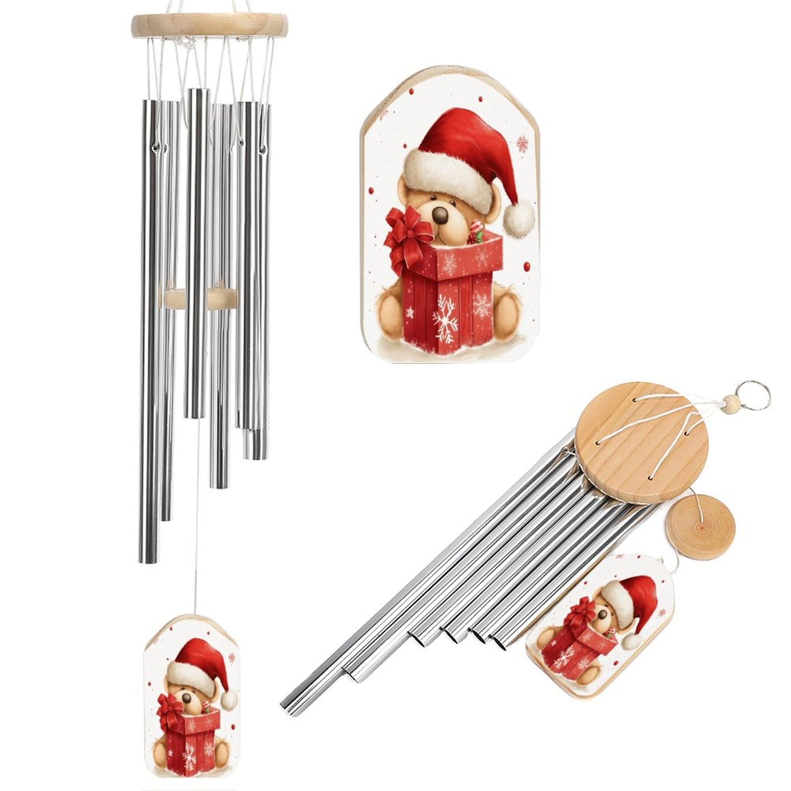 Outdoor Wind Chimes, Santa Hat Printed Wind Chimes,Simple Wind Chimes,Curtain Wind Chimes for Home Decoration