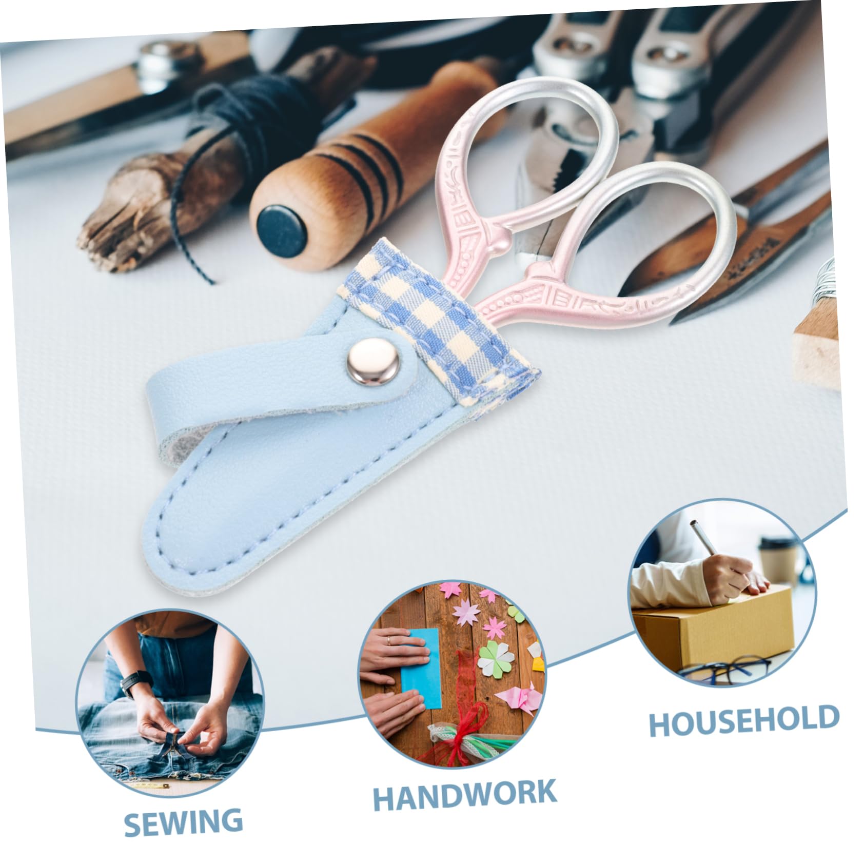 EXCEART 5ensembles Set De Ciseaux Colorés Avec Étui Cuir De Ciseaux Multifonctionnels Pour Couture Et Créatifs Outil Pratique Pour Découper Carton Et Plus