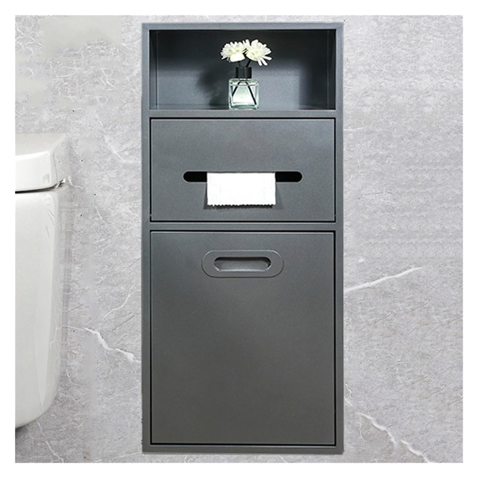 QUSYZD Stainless Steel Shower Nich, Recessed Shower Niche Trash Can Holder, Built-in Shampoo Storage Shelf for Bathroom Storage/Shampoo/Toiletries,Grey-40x86x14cm,Gray-30x66x14cm/11.81x25.98x5.51in