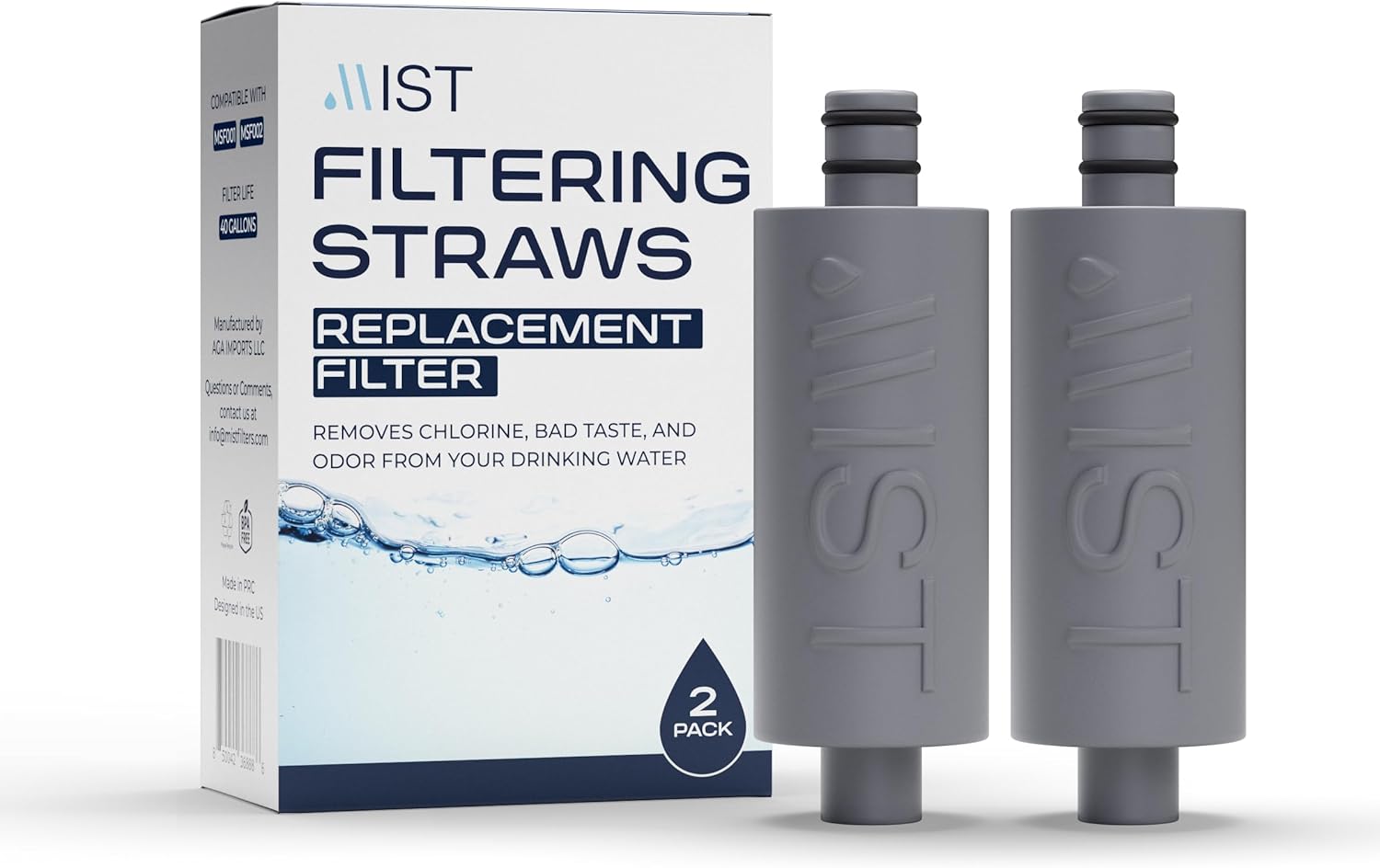 Mist Replacement Water Filter for Mist Reusable Straws, Mist Replacement Filter MSRF401BLACK Compatible with Filtered Stainless Steel Straws MFS002NAVY, MFS002BLACK, MSF401GP (Black, 4 Pack)