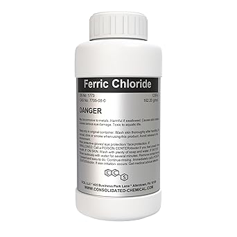 Ferric Chloride - High Concentration Chloride Solution - Wide Applications - Ideal as Etching Cream, Coagulant for Water Treatment - Copper and Stainless Steel Etchant Solution - 1000mL 32 Fl Oz